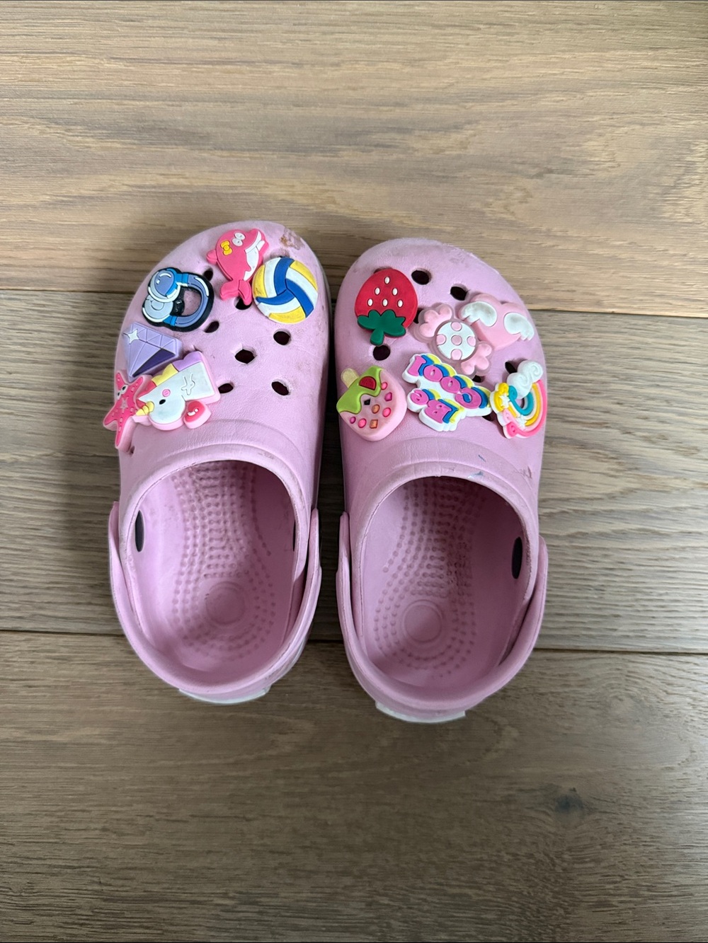 Girls' Pink Slip-On Clog Sandals with Decorative Charms